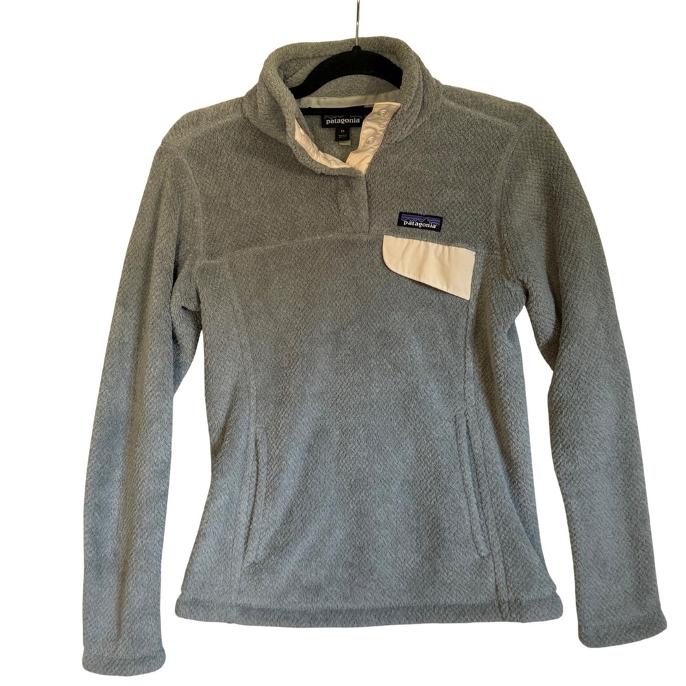 Patagonia Re-Tool Snap-T Fleece Pullover Grey‎ Cream Womens Size XS X-Small
